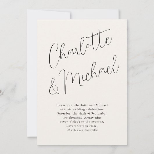 Invitation Moderne, Minimal, Typographie, Mariage (Devant)