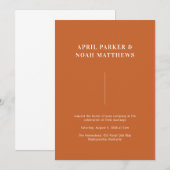 Invitation Moderne minimal Typographie simple Brûlé Orange (Devant / Derrière)
