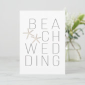 Invitation Moderne minimal White Grey Beach Wedding Invitatio (Debout devant)