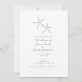 Invitation Moderne minimal White Grey Beach Wedding Invitatio (Dos)