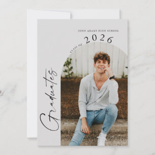 Invitation Moderne Minimale Deux Photo Twin Graduates Party