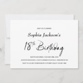 Invitation Moderne minimaliste 18ème anniversaire (Devant)