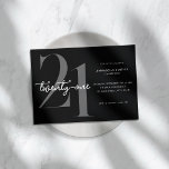 Invitation Moderne minimaliste 21e anniversaire<br><div class="desc">Invitation moderne minimaliste de 21e anniversaire avec design simple avec typographie chic et script élégant.</div>