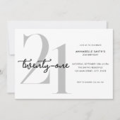 Invitation Moderne minimaliste 21e anniversaire (Devant)