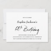 Invitation Moderne minimaliste 60e fête d'anniversaire (Devant)