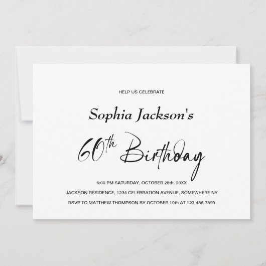 Invitation Moderne minimaliste 60e fête d'anniversaire (Devant)