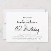 Invitation Moderne minimaliste 65e fête d'anniversaire (Devant)