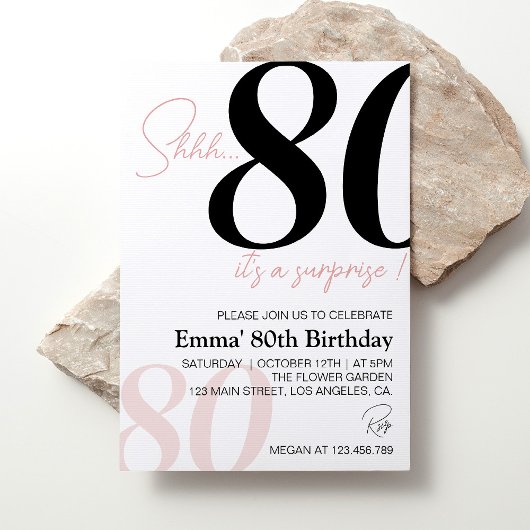 Invitation Moderne minimaliste 80e anniversaire