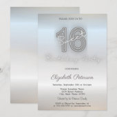Invitation Moderne Minimaliste Argent Sweet 16 (Devant / Derrière)