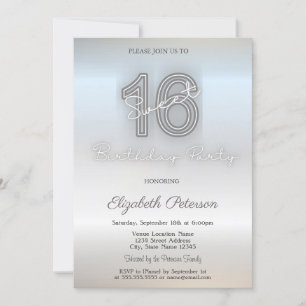 Invitation Moderne Minimaliste Argent Sweet 16