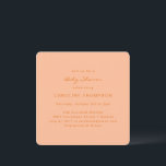 Invitation Moderne minimaliste Baby shower simple  Carré<br><div class="desc">Invitation minimaliste moderne du Carré de Baby shower dans la pêche</div>