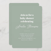 Invitation Moderne minimaliste Baby shower simple Sage Vert (Devant / Derrière)