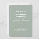 Invitation Moderne minimaliste Baby shower simple Sage Vert (Devant)