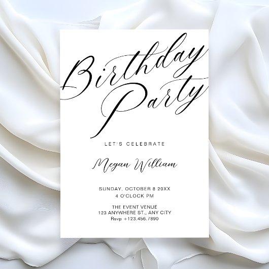 Invitation Moderne minimaliste blanc anniversaire