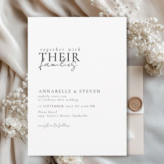 Invitation Moderne, minimaliste, blanc, Mariage
