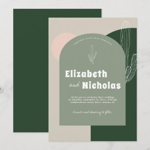 Invitation Moderne Minimaliste Boho Désert Cactus Vert