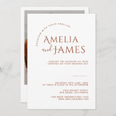 Invitation Moderne minimaliste Boho Terracotta Mariage photo (Devant / Derrière)