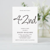 Invitation Moderne minimaliste Calligraphie simple 42e annive (Debout devant)