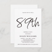 Invitation Moderne minimaliste Calligraphie simple 89e annive (Devant / Derrière)