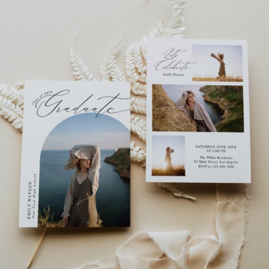 Invitation Moderne minimaliste classique Arc photo diplôme