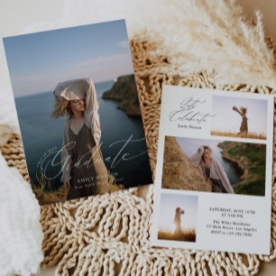 Invitation Moderne Minimaliste Classique Pleine Photo Graduat