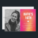 Invitation Moderne minimaliste coloré Abstrait Sweet 16 Photo<br><div class="desc">Peut être entièrement customisé pour répondre à vos besoins.
 © Gorjo Designs. Fait pour vous via la plateforme Zazzle. 
 
 // Besoin d'aide pour customiser votre design ? Vous avez d'autres idées ? N'hésitez pas à me contacter (Zoe) directement via le bouton de contact ci-dessous</div>