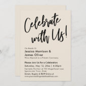 Invitation Moderne Minimaliste Crème Célébrez avec nous ! (Devant / Derrière)