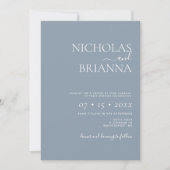 Invitation Moderne minimaliste Dusty Blue Classic Mariage (Devant)