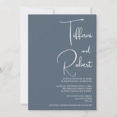 Invitation Moderne minimaliste Dusty Mariage bleu (Devant)
