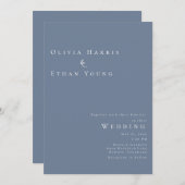 Invitation Moderne minimaliste Dusty Mariage bleu (Devant / Derrière)