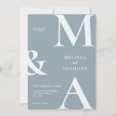 Invitation Moderne minimaliste Dusty Mariage bleu (Devant)