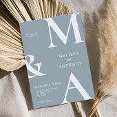 Invitation Moderne minimaliste Dusty Mariage bleu