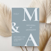 Invitation Moderne minimaliste Dusty Mariage bleu
