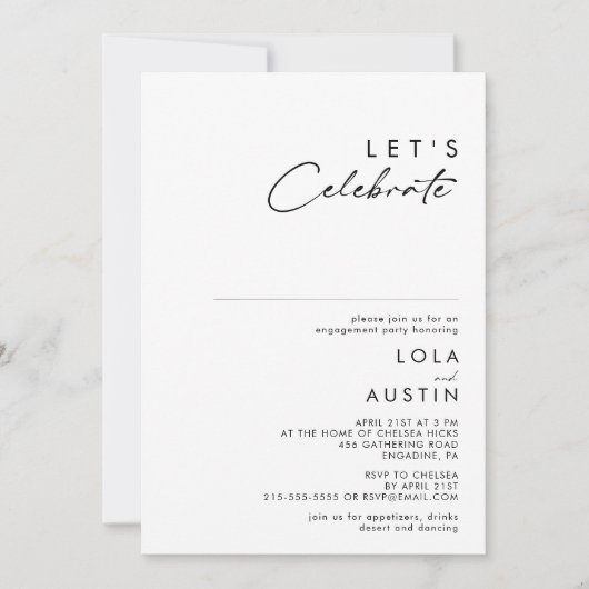 Invitation Moderne minimaliste Fêtons l'invitation (Devant)