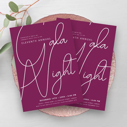 Invitation Moderne minimaliste GALA Entreprise Magenta
