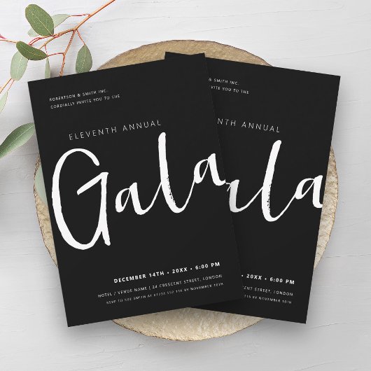 Invitation Moderne minimaliste GALA Entreprise Noir