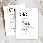 Invitation Moderne minimaliste Grand Gras Monogramme Mariage<br><div class="desc">Faites une déclaration audacieuse et moderne avec ces détails minimalistes noirs et blancs sur le faire-part de mariage arrière avec une typographie propre et élégante. Parfait pour les couples contemporains qui apprécient le design élégant et élégant. Cette invitation met en évidence vos initiales en gros caractères serif et fournit des...</div>