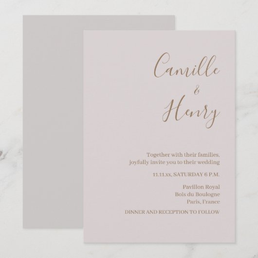 Invitation Moderne minimaliste Gris Clair (Devant / Derrière)