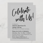 Invitation Moderne minimaliste gris clair célébrer avec nous! (Devant / Derrière)