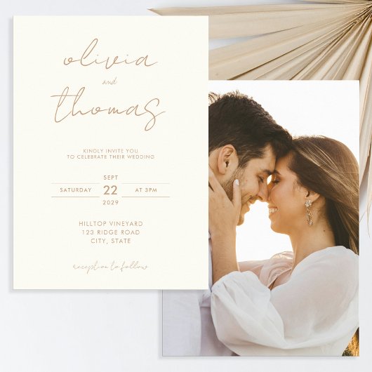 Invitation Moderne minimaliste ivoire Mariage