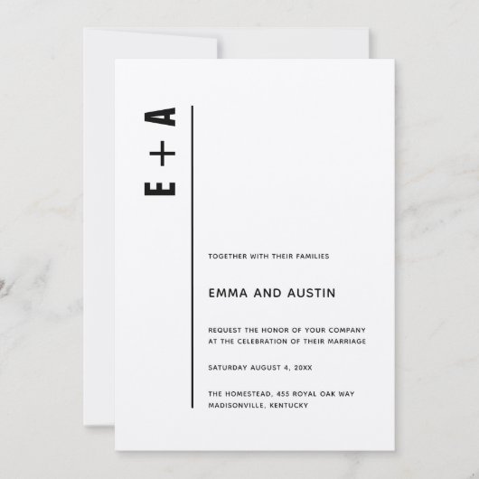 Invitation Moderne minimaliste Kraft Bold Initiales Mariage (Devant)