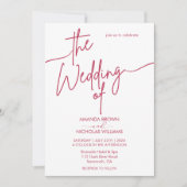 Invitation Moderne minimaliste Magenta Rouge et Mariage blanc (Devant)