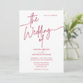 Invitation Moderne minimaliste Magenta Rouge et Mariage blanc (Debout devant)