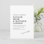 Invitation Moderne minimaliste Mariage blanc et noir (Debout devant)