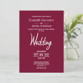 Invitation Moderne minimaliste Mariage blanc Magenta (Debout devant)