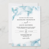Invitation Moderne minimaliste Mariage d'aquarelle bleu océan (Devant)