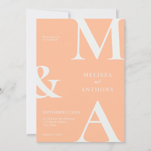 Invitation Moderne minimaliste Mariage de pêche (Devant)