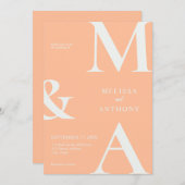 Invitation Moderne minimaliste Mariage de pêche (Devant / Derrière)