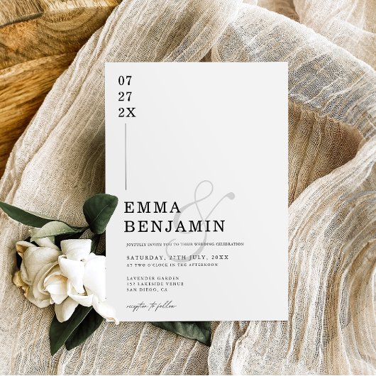 Invitation Moderne & Minimaliste Mariage Noir | Blanc
