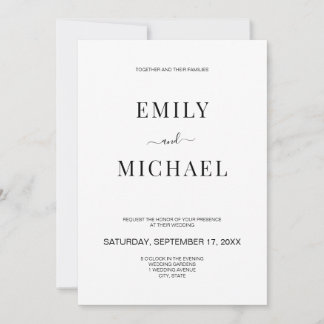 Invitation Moderne minimaliste Mariage noir et blanc